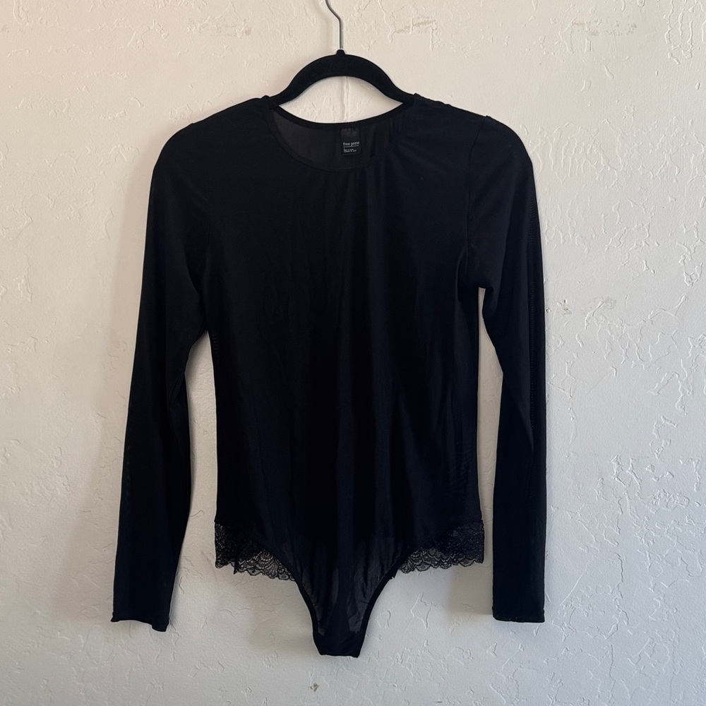 Free Press Black Lace Detail Bodysuit